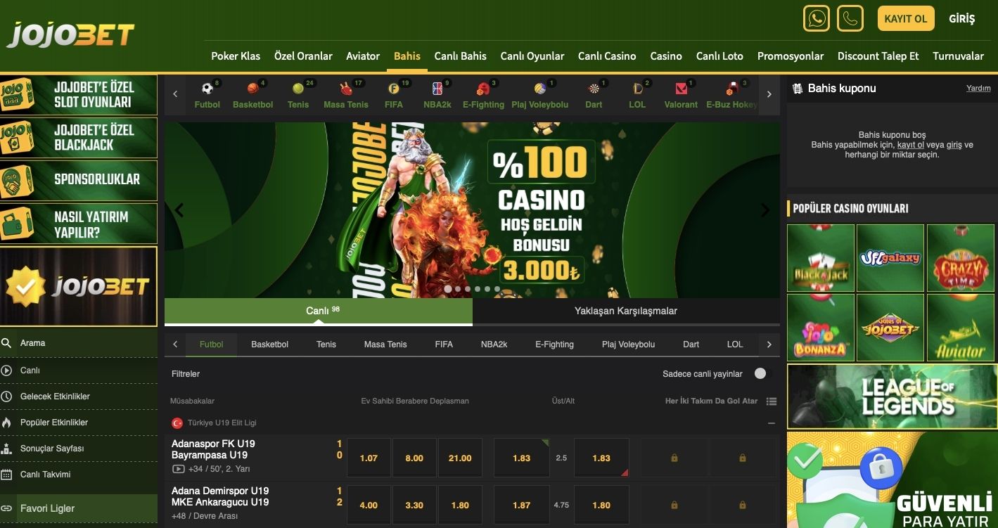 Jojobet 2024 yılı tasarımı, yüksek bahis oranları ve zengin casino içeriğiyle dikkat çekiyor.